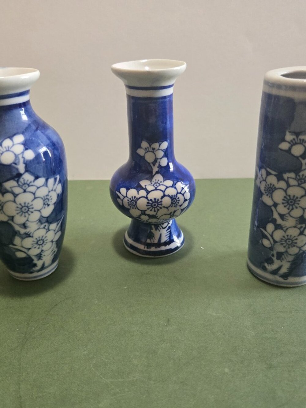 Set of Three Blue & White Porcelain Vases